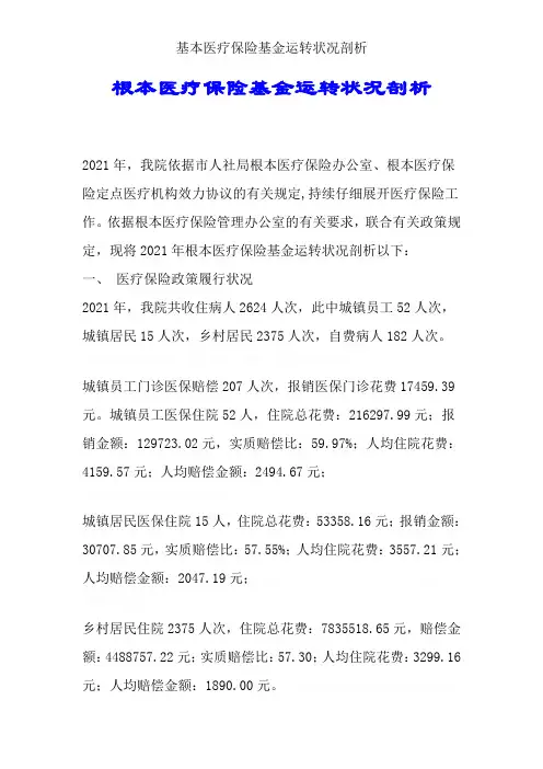 基本医疗保险基金运行情况分析