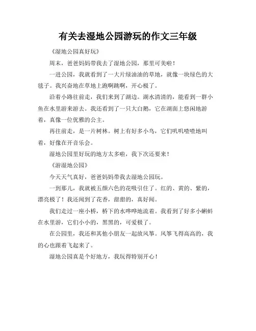 有关去湿地公园游玩的作文三年级