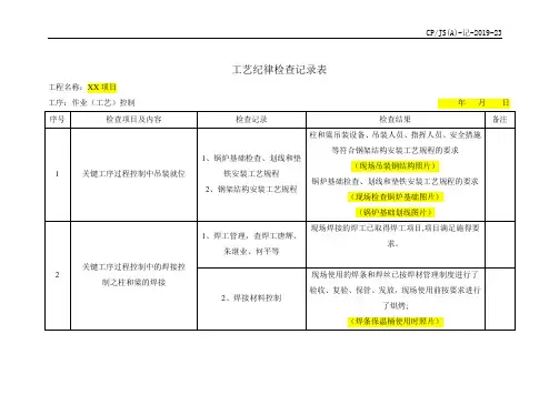 工艺纪律检查记录表