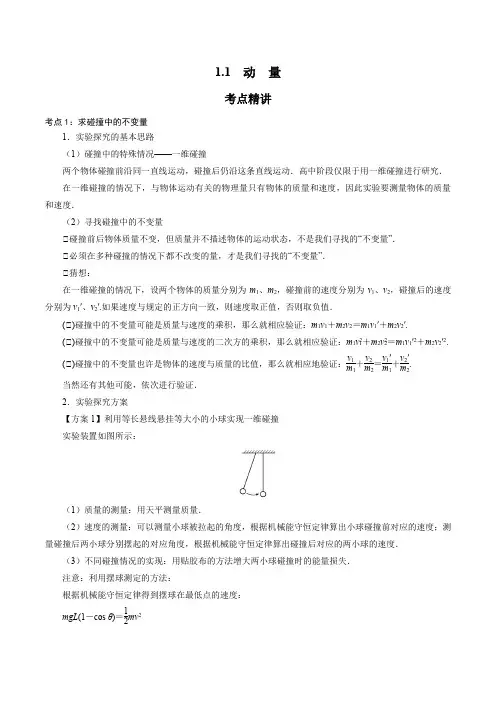  动 量-2021-2022学年高二物理精讲精练(人教版2019选择性必修第一册)(解析版)
