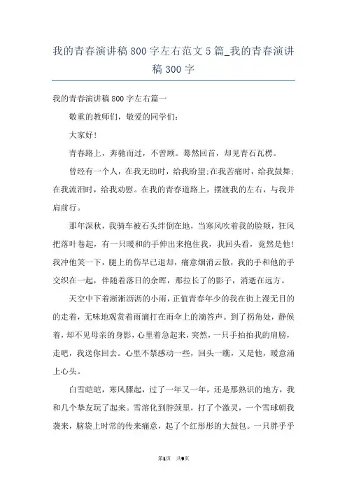我的青春演讲稿800字左右范文5篇_我的青春演讲稿300字
