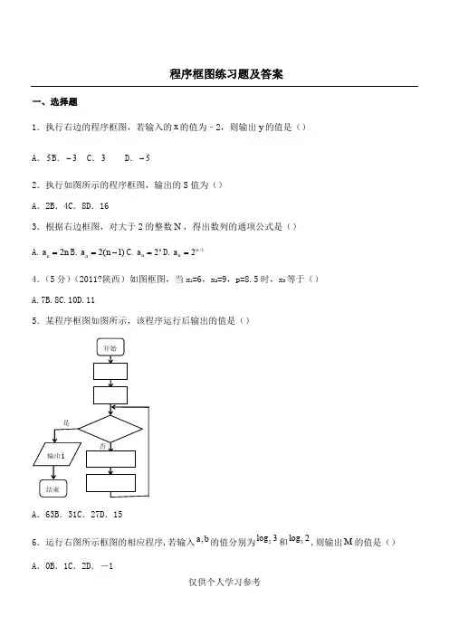 高二程序框图练习题及答案