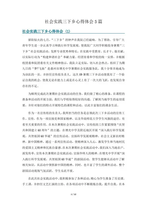 社会实践三下乡心得体会5篇