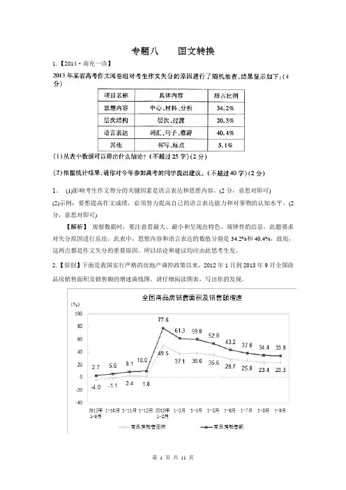 2014年高考语文模拟新题分类汇编：专题08 图文转换