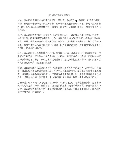 唐山酒吧营销文案策划