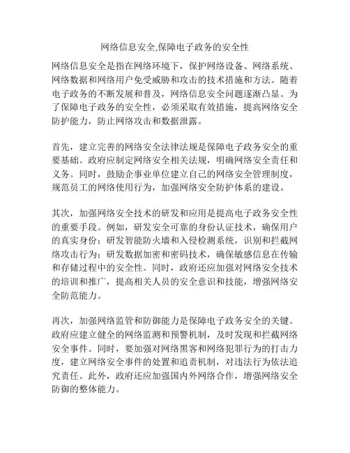 网络信息安全,保障电子政务的安全性