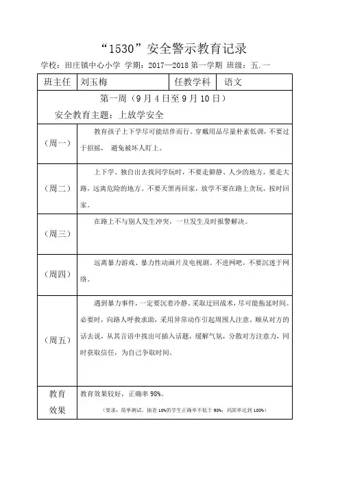 田庄镇中心小学1530安全警示教育记录(2)