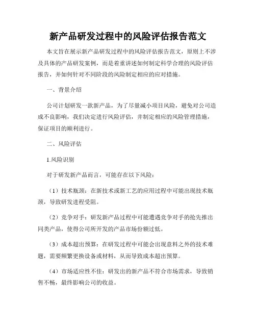 新产品研发过程中的风险评估报告范文
