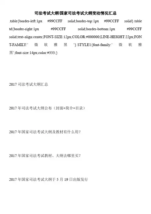 司法考试大纲-国家司法考试大纲变动情况汇总