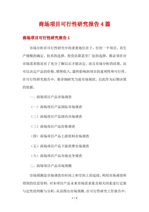 商场项目可行性研究报告4篇