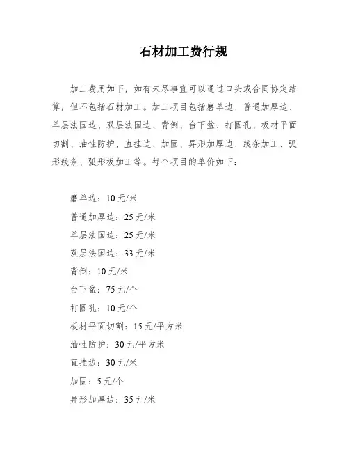 石材加工费行规