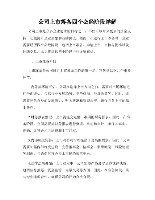 公司上市筹备四个必经阶段详解
