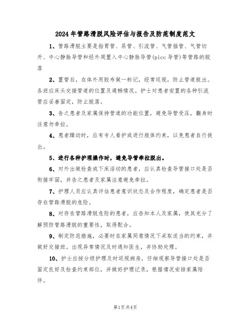 2024年管路滑脱风险评估与报告及防范制度范文(二篇)