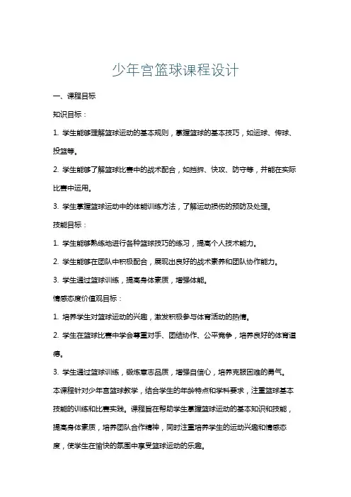 少年宫篮球课程设计