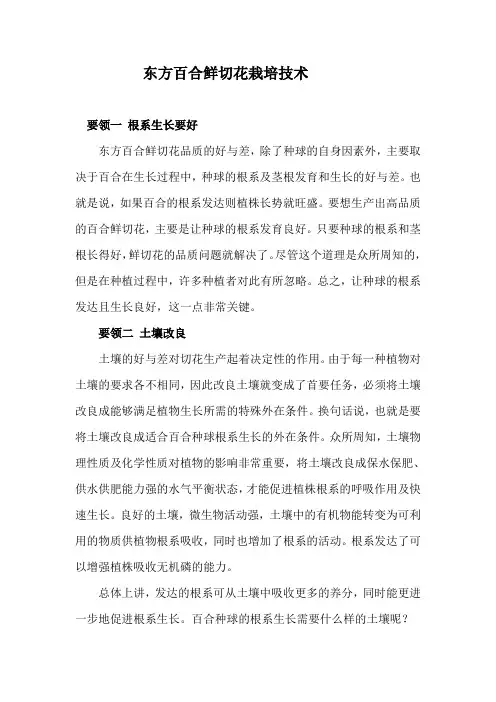 东方百合鲜切花栽培技术