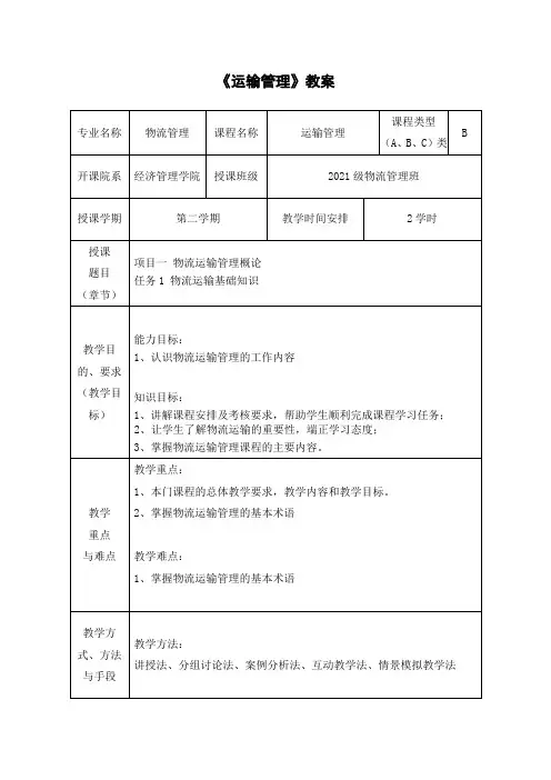运输管理教案