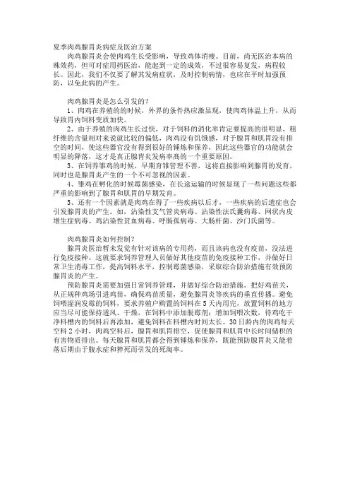 夏季肉鸡腺胃炎病症及治疗方案