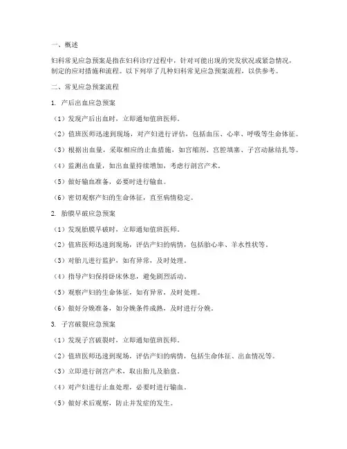 妇科常见应急预案流程