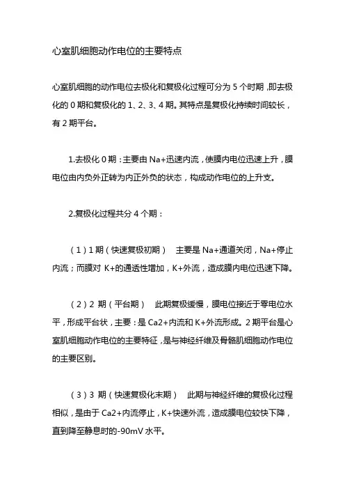心室肌细胞动作电位的主要特点