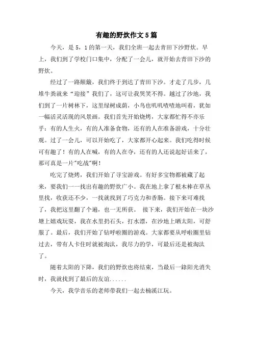 有趣的野炊作文5篇