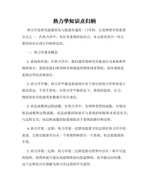 热力学知识点归纳