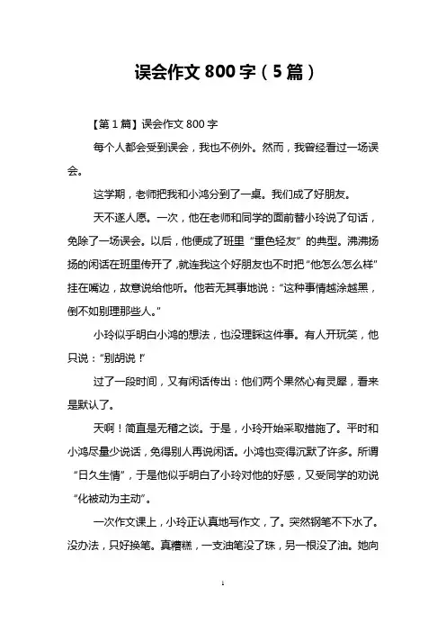 误会作文800字(5篇)