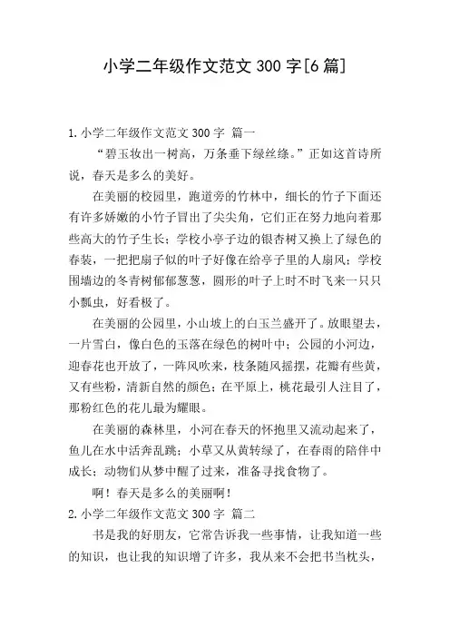 小学二年级作文范文300字[6篇]