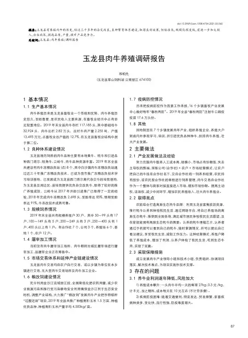 玉龙县肉牛养殖调研报告