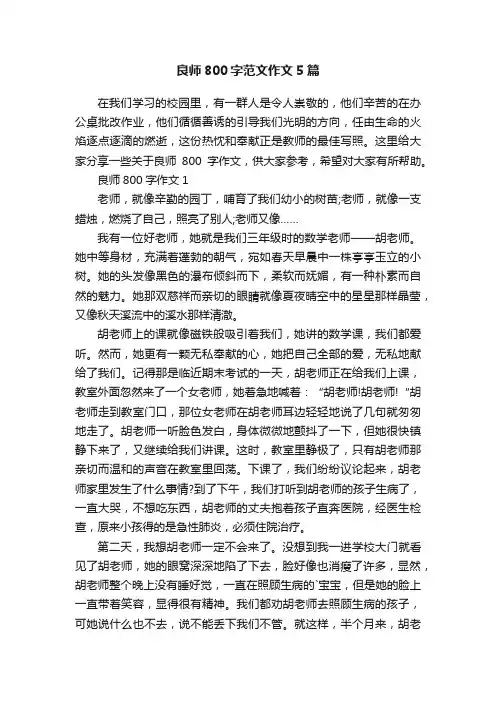 良师800字范文作文5篇