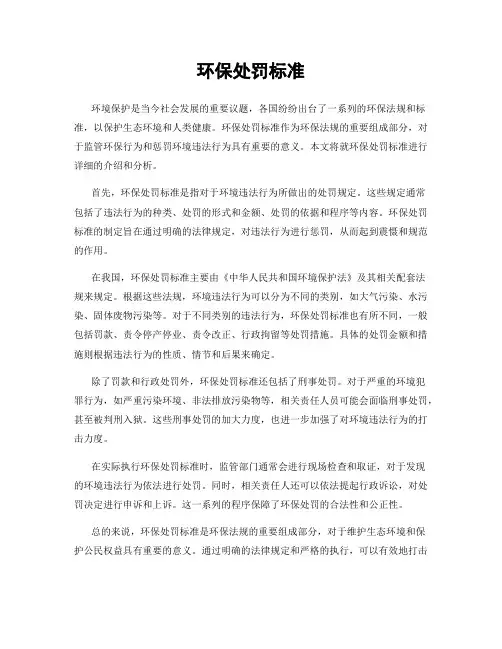 环保处罚标准