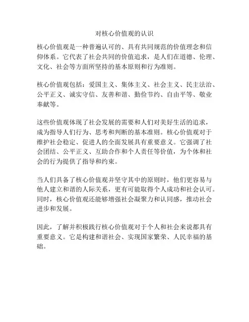 对核心价值观的认识