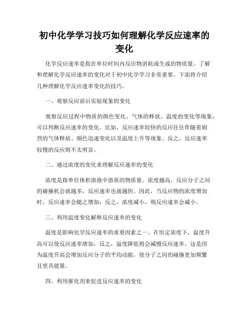 初中化学学习技巧如何理解化学反应速率的变化