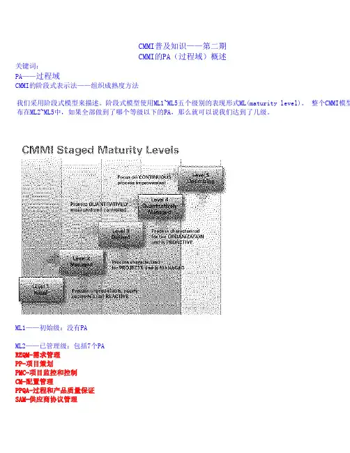 CMMI的PA(过程域)概述