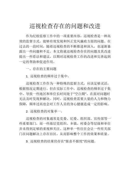 巡视检查存在的问题和改进