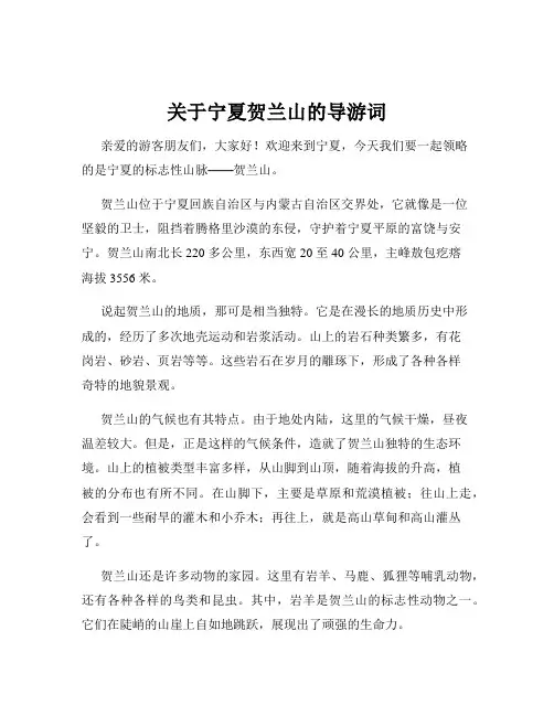 关于宁夏贺兰山的导游词