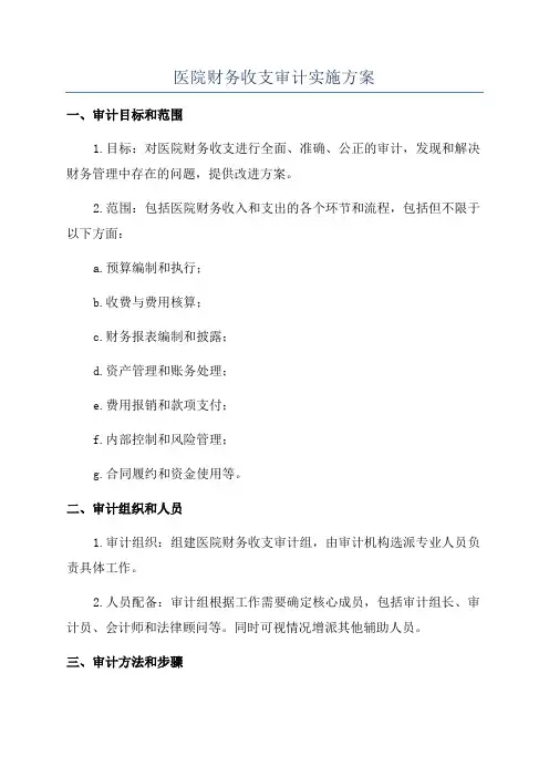 医院财务收支审计实施方案