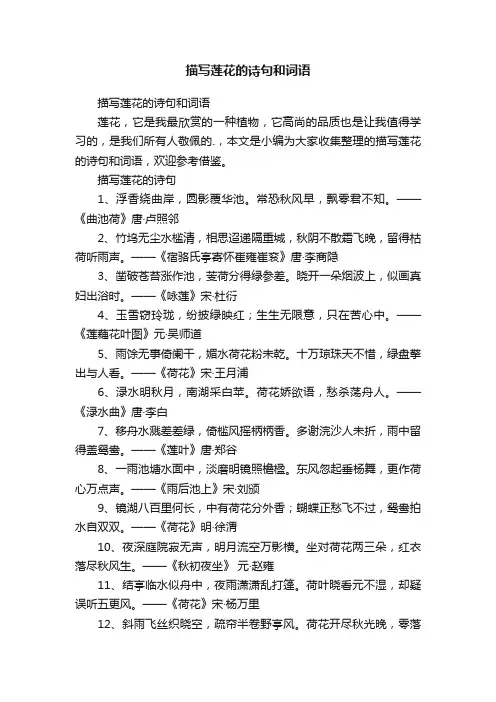 描写莲花的诗句和词语