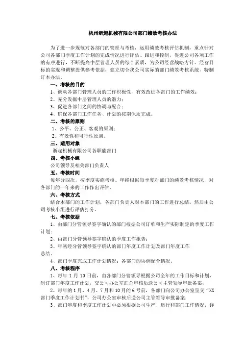 部门绩效考核办法