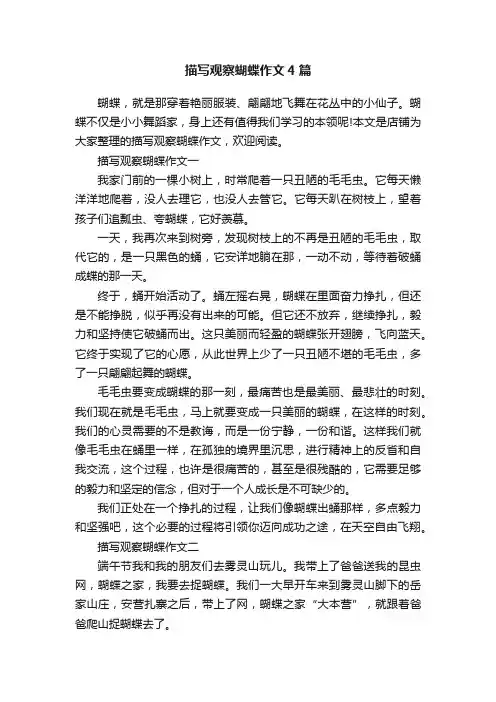 描写观察蝴蝶作文4篇