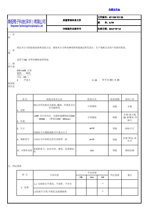 TP检验作业指导书资料