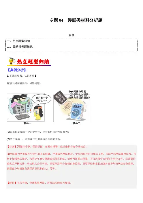 专题04 漫画类材料分析题(解析版)