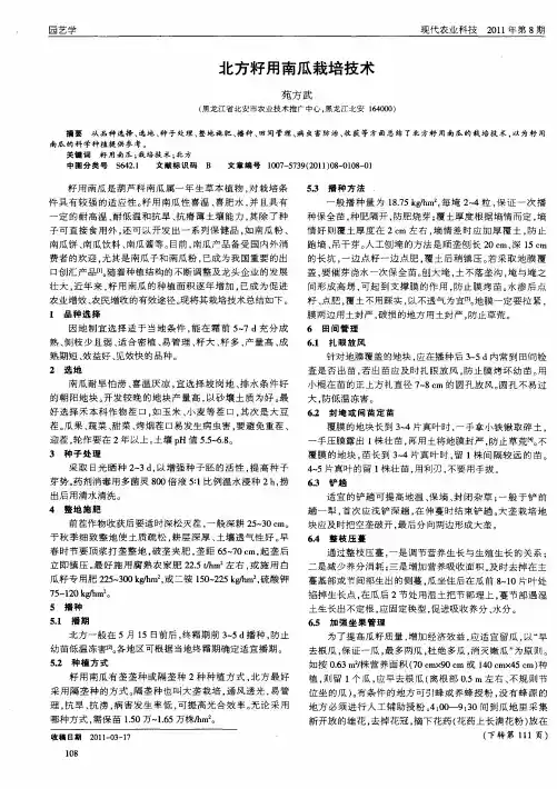 北方籽用南瓜栽培技术