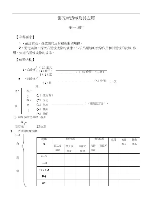 透镜及其应用系统复习导学案