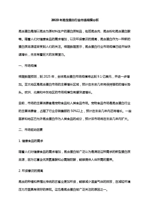2023年昆虫蛋白行业市场规模分析
