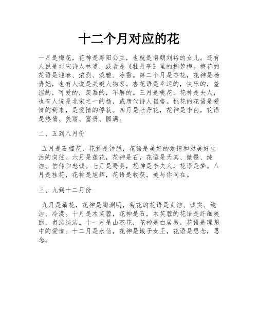 十二个月对应的花