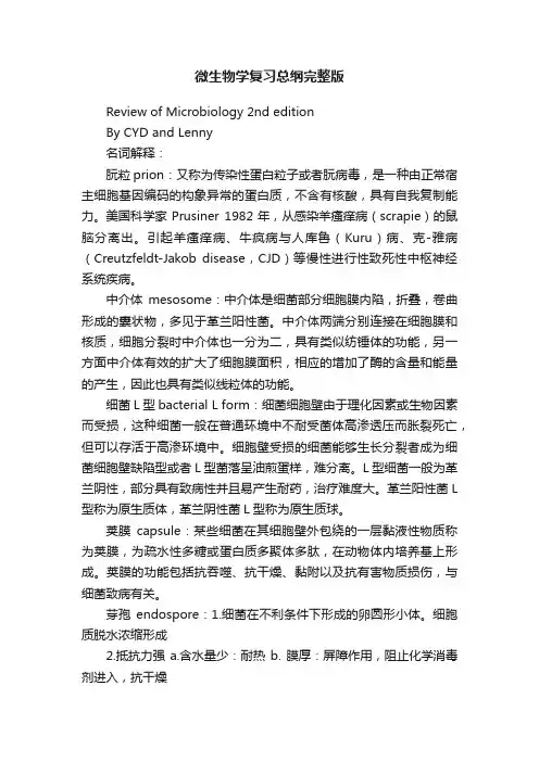 微生物学复习总纲完整版