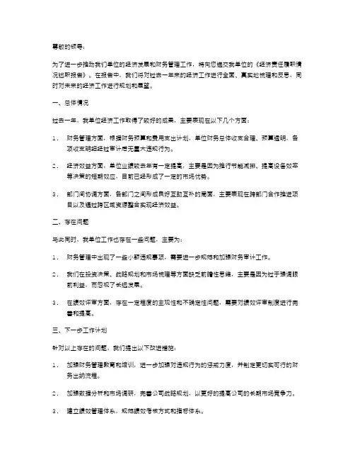 《经济责任履职情况述职报告》
