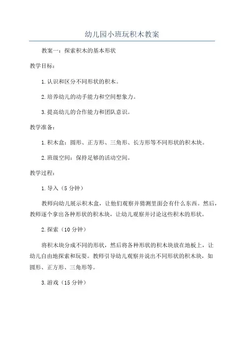 幼儿园小班玩积木教案