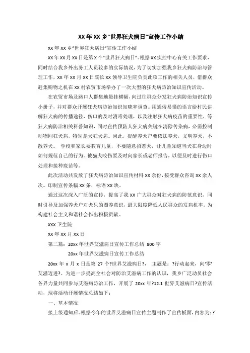 年乡“世界狂犬病日”宣传工作小结