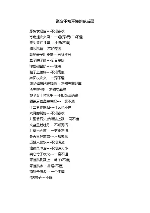 形容不知不懂的歇后语